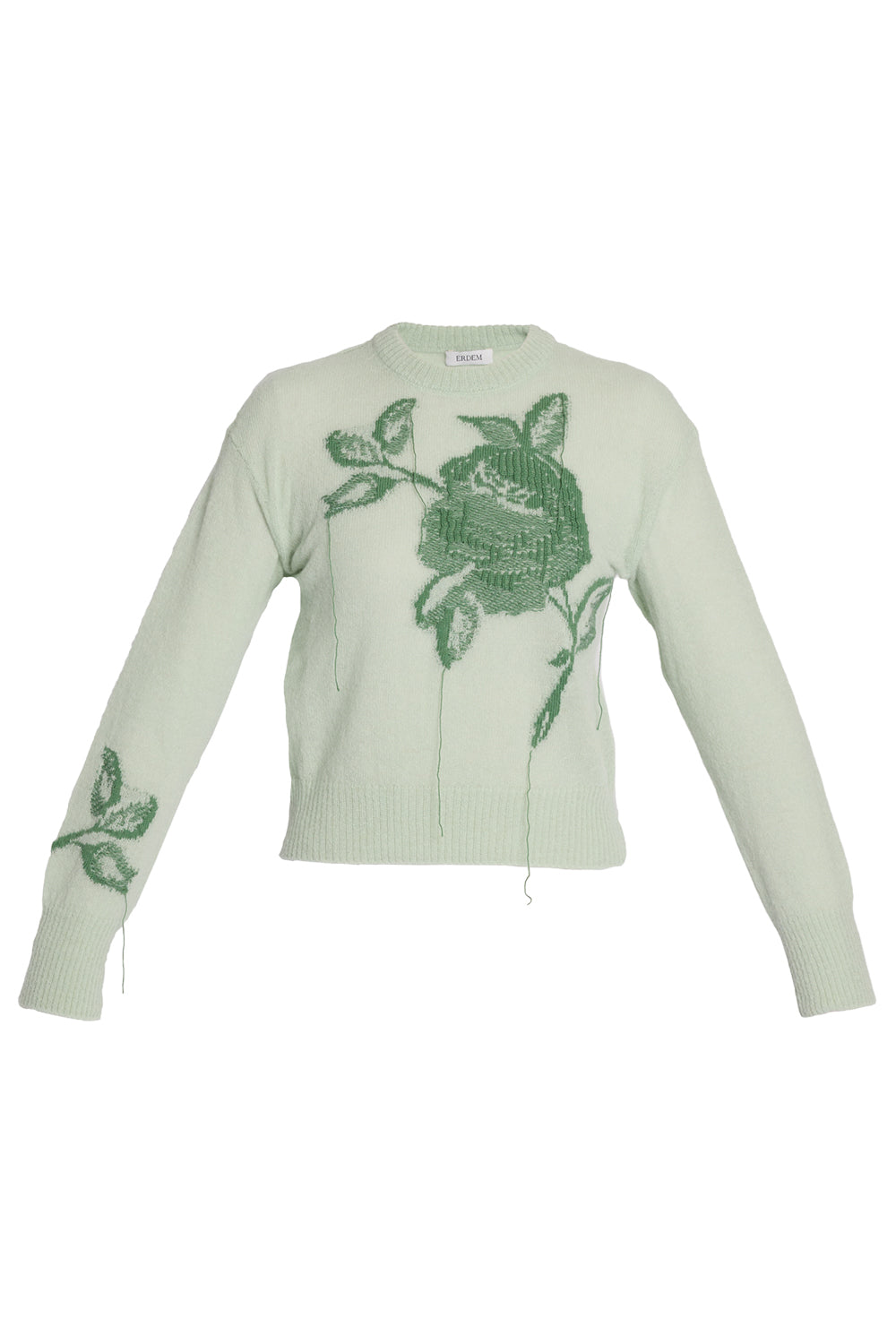 Floral Long Sleeve Top-GREEN-XS-CLOTHINGTOPCARDIGAN-ERDEM