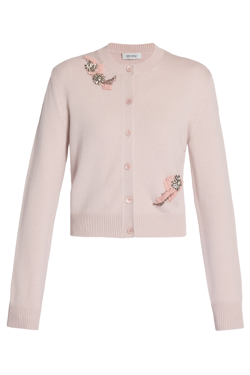 Embellished Long Sleeve Cardigan-PINK-XS-CLOTHINGTOPCARDIGAN-ERDEM