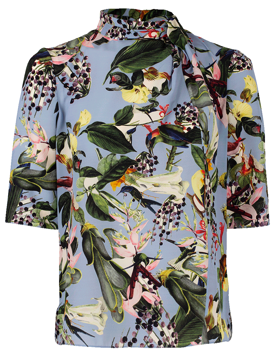ERDEM-Kacey Twist Top-BLUE/GRN