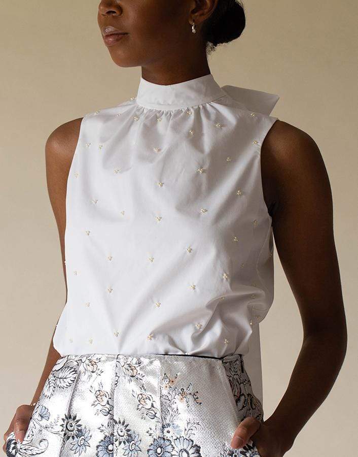 ERDEM-Koren Sleeveless Bow Tie Top-