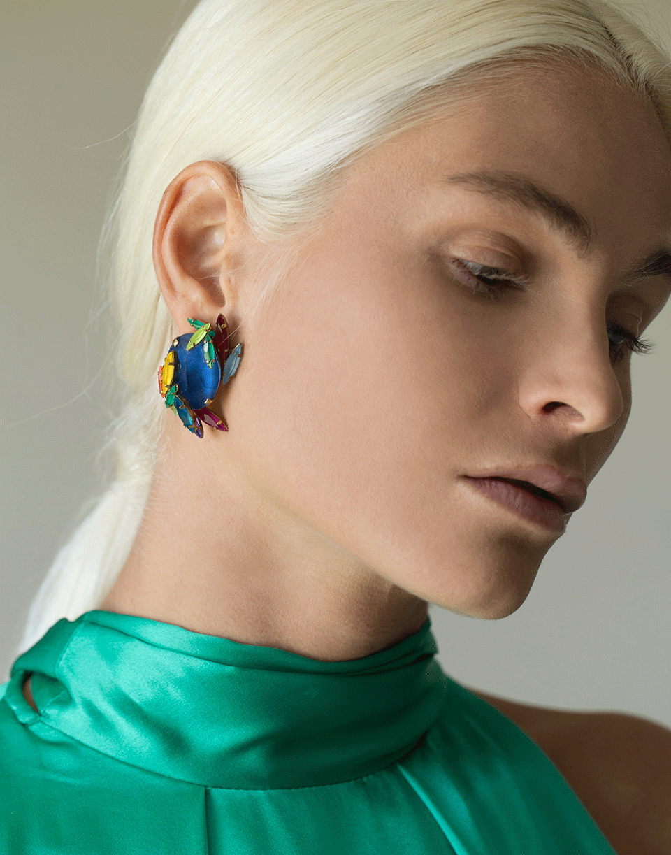 ERICKSON BEAMON-Rhinestone Splash Earrings-BLU/YLLW