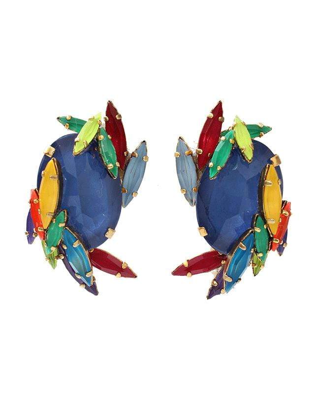 ERICKSON BEAMON-Rhinestone Splash Earrings-BLU/YLLW
