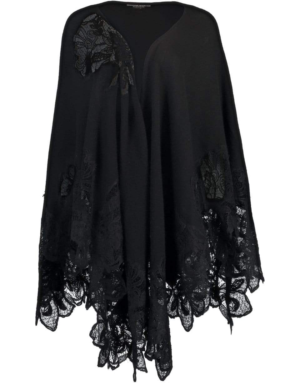 ERMANNO SCERVINO-Lace Cashmere Top - Black-BLACK