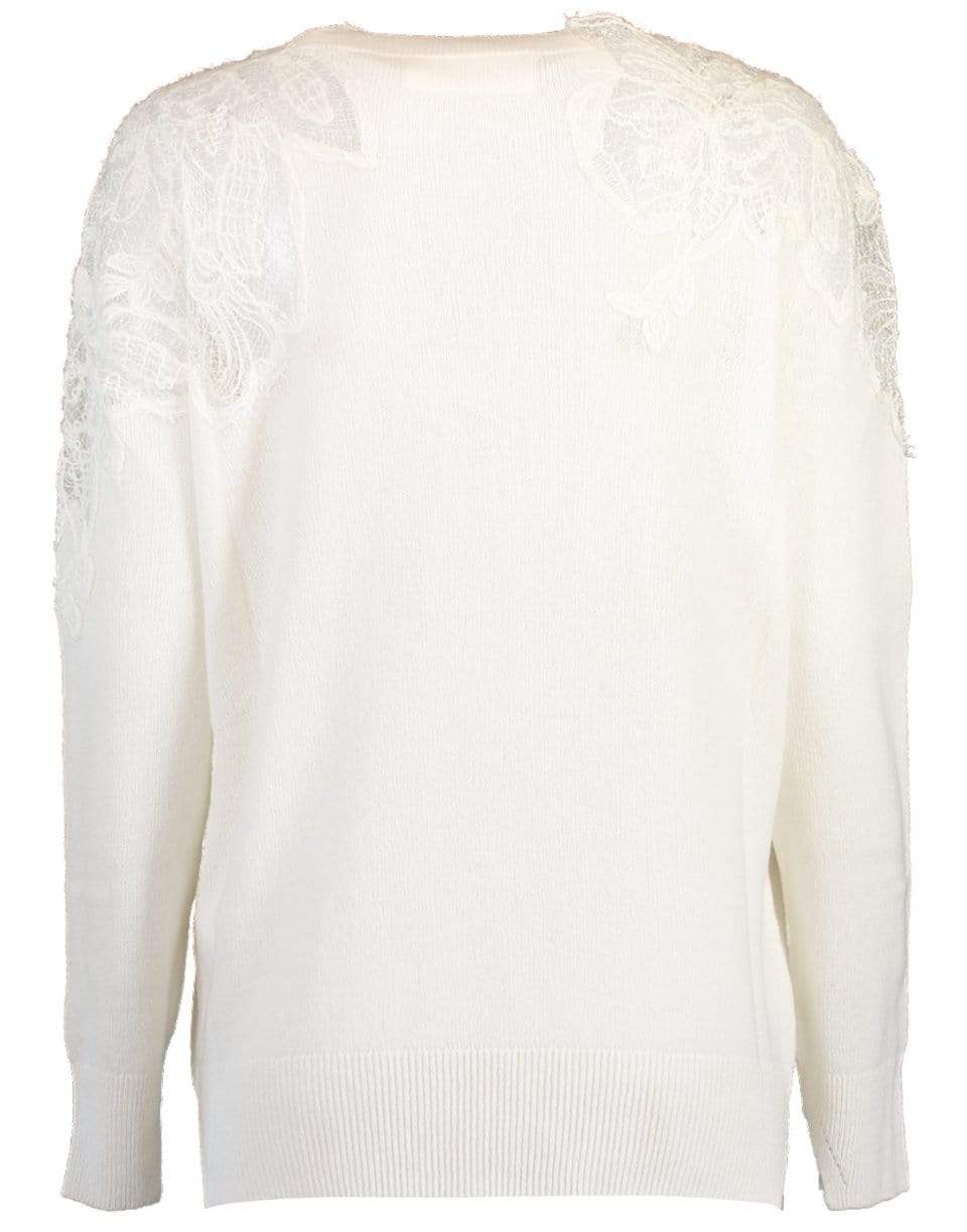 ERMANNO SCERVINO-Lace Cashmere Top - Ivory-IVORY