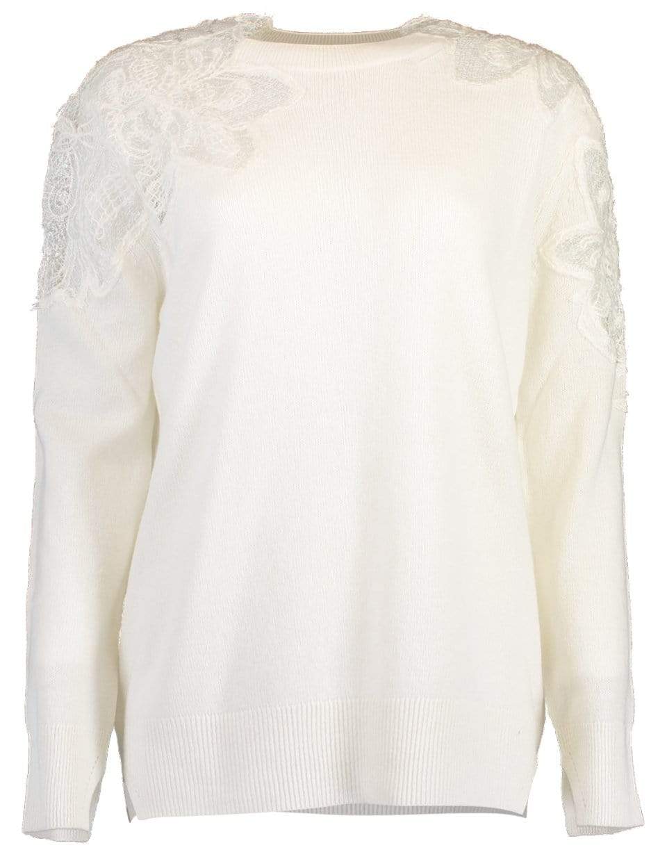 ERMANNO SCERVINO-Lace Cashmere Top - Ivory-IVORY