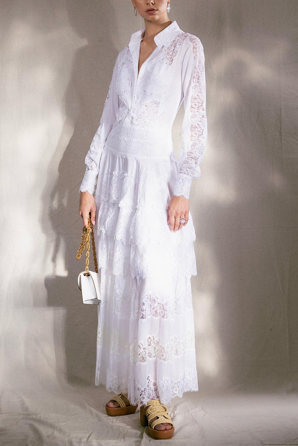 ERMANNO SCERVINO-Tiered Lace Maxi Dress-