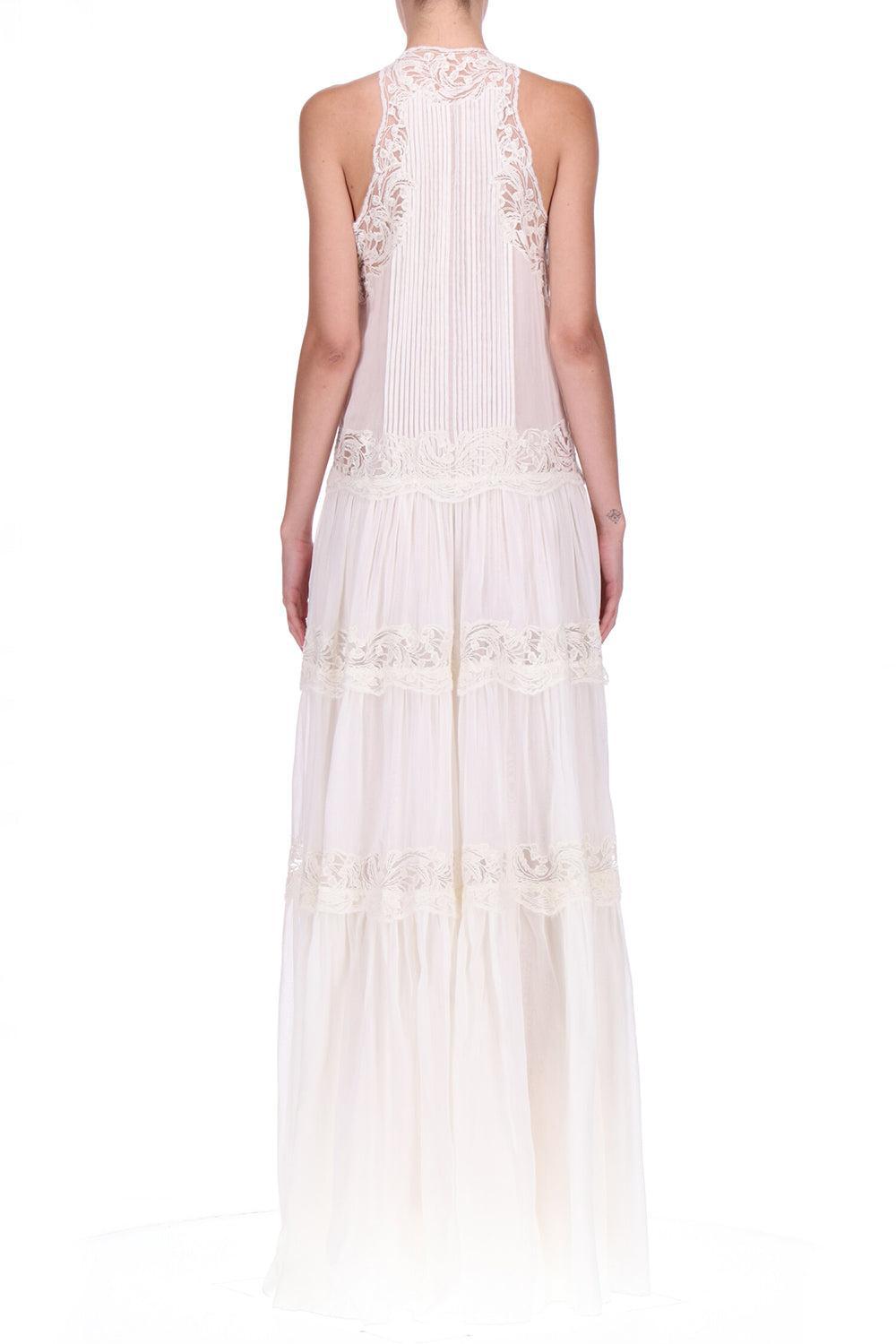 Embroidered Long Dress-SNOW WHITE-40-CLOTHINGDRESSGOWN-ERMANNO SCERVINO