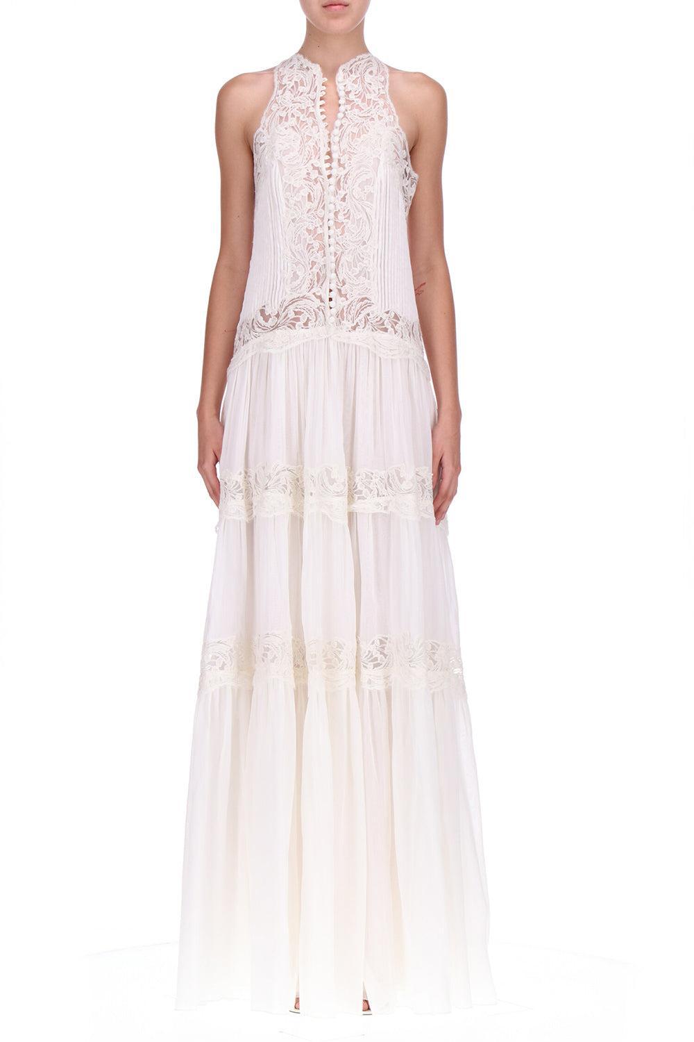 Embroidered Long Dress-SNOW WHITE-40-CLOTHINGDRESSGOWN-ERMANNO SCERVINO