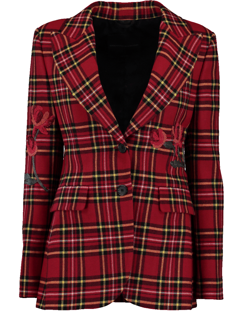 ERMANNO SCERVINO-Flower Embroidered Plaid Jacket-