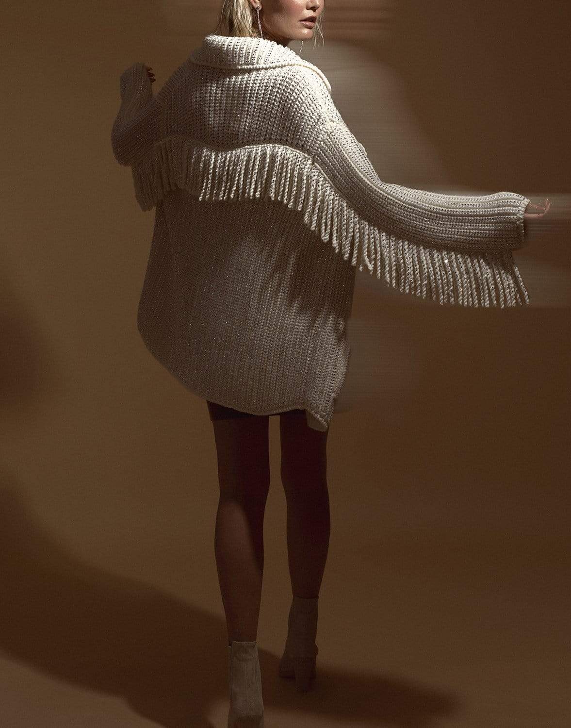 ERMANNO SCERVINO-Fringe And Strass Wool Coat-IVORY