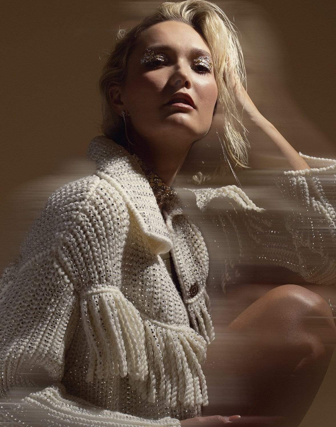 ERMANNO SCERVINO-Fringe And Strass Wool Coat-IVORY