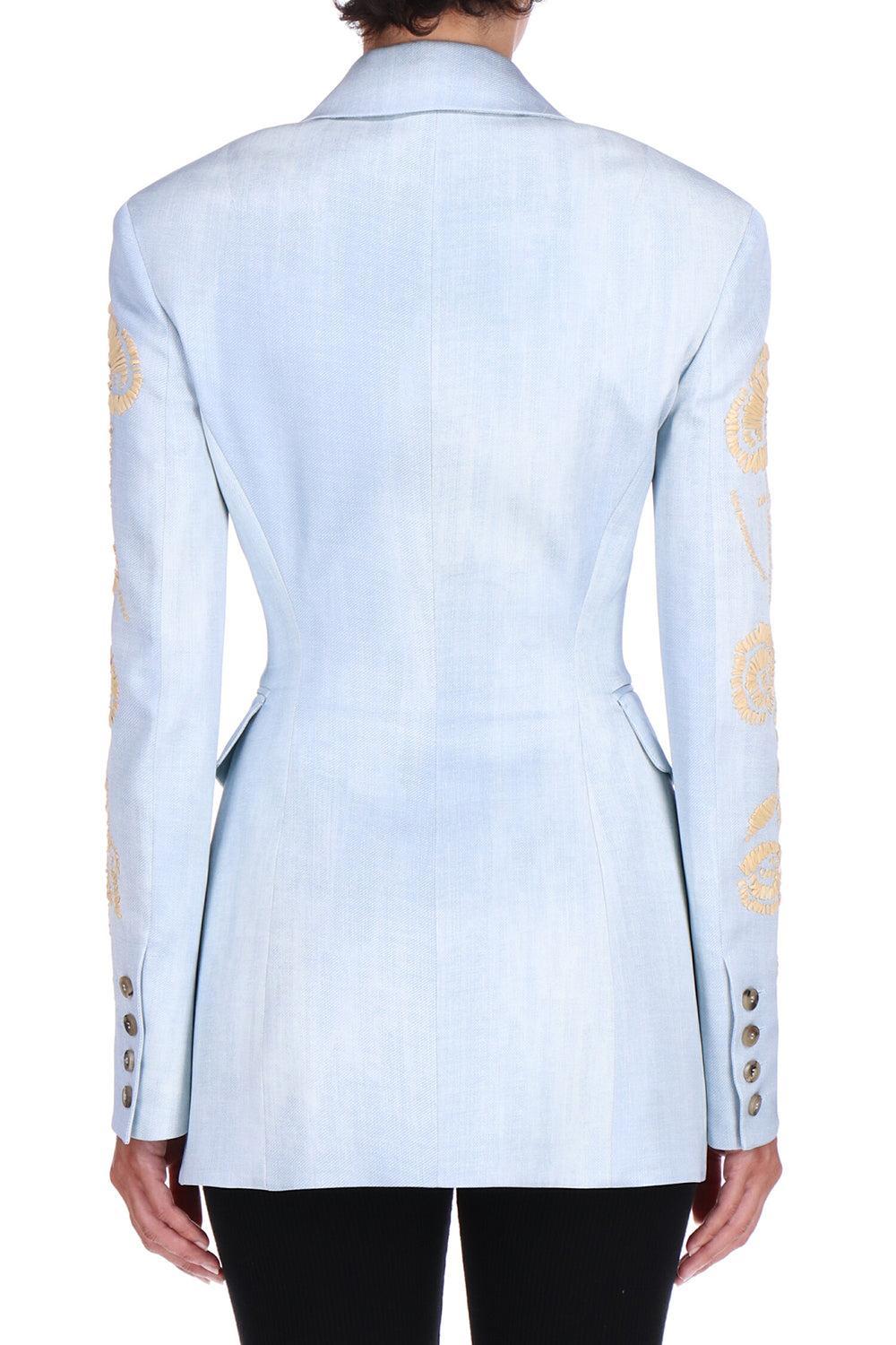 Embroidered Double Breasted Jacket-ST DNM-44-CLOTHINGJACKETDENIM-ERMANNO SCERVINO