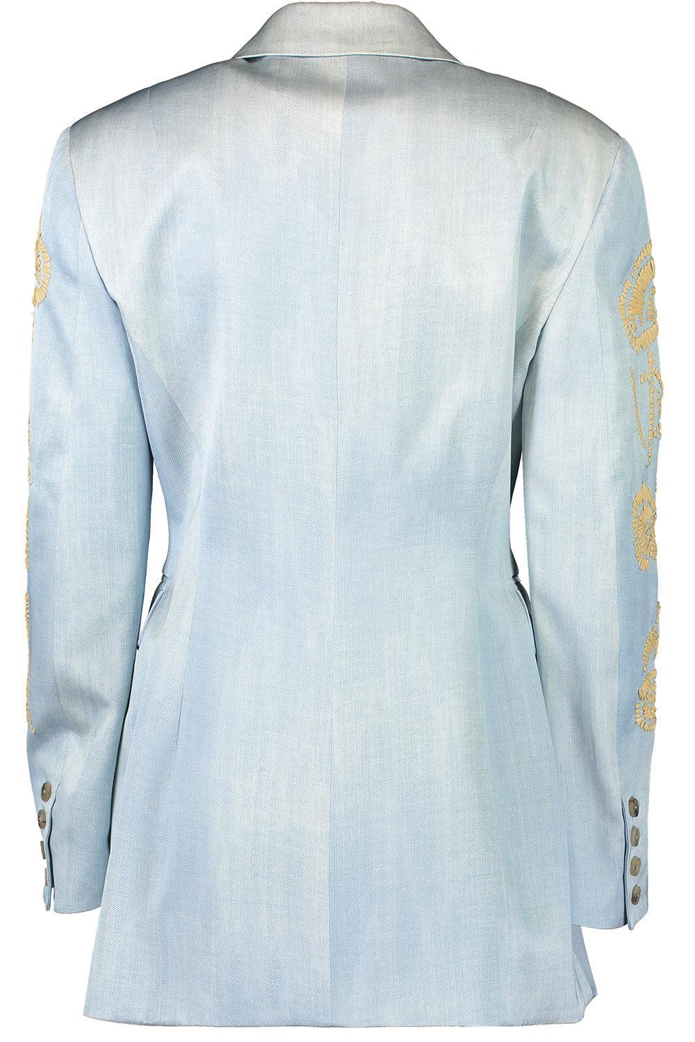 Embroidered Double Breasted Jacket-ST DNM-44-CLOTHINGJACKETDENIM-ERMANNO SCERVINO