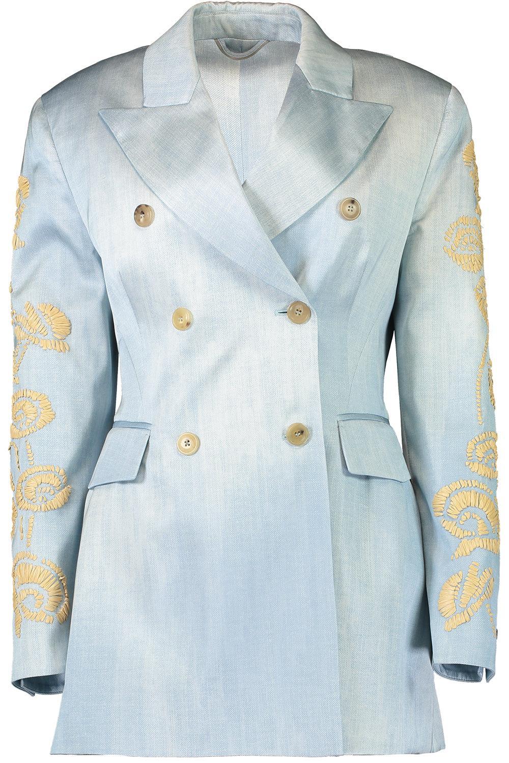 Embroidered Double Breasted Jacket-ST DNM-44-CLOTHINGJACKETDENIM-ERMANNO SCERVINO