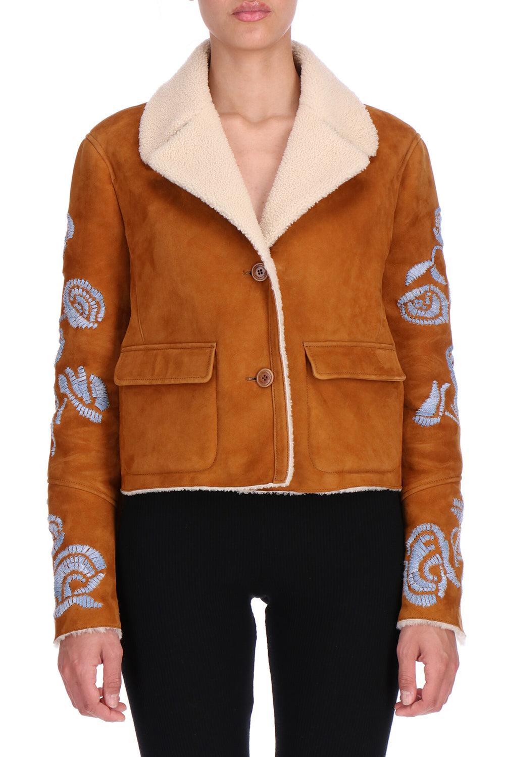 Embroidered Jacket-CAST/PEL-40-CLOTHINGJACKETLEATHER-ERMANNO SCERVINO