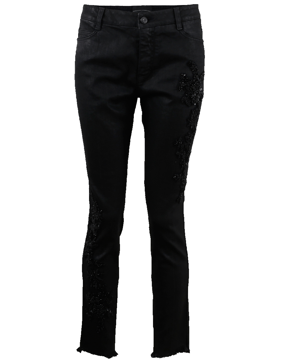 ERMANNO SCERVINO-Skinny Coated Beaded Jean-