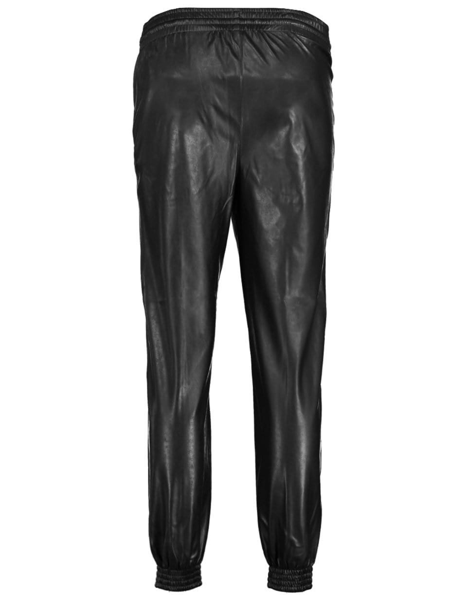 ERMANNO SCERVINO-Black Inner Stripe Eco Leather Jogger-