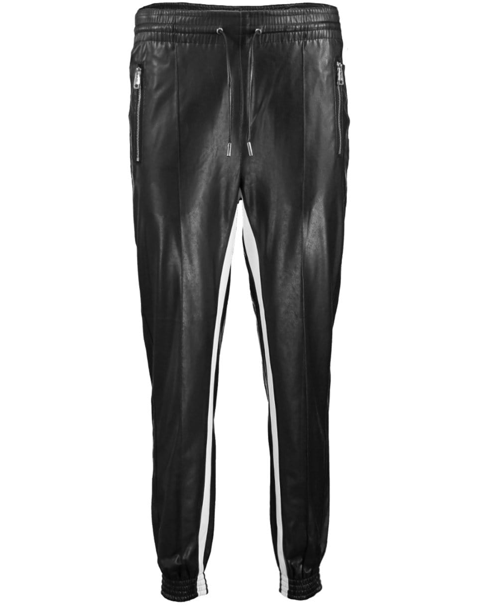 ERMANNO SCERVINO-Black Inner Stripe Eco Leather Jogger-