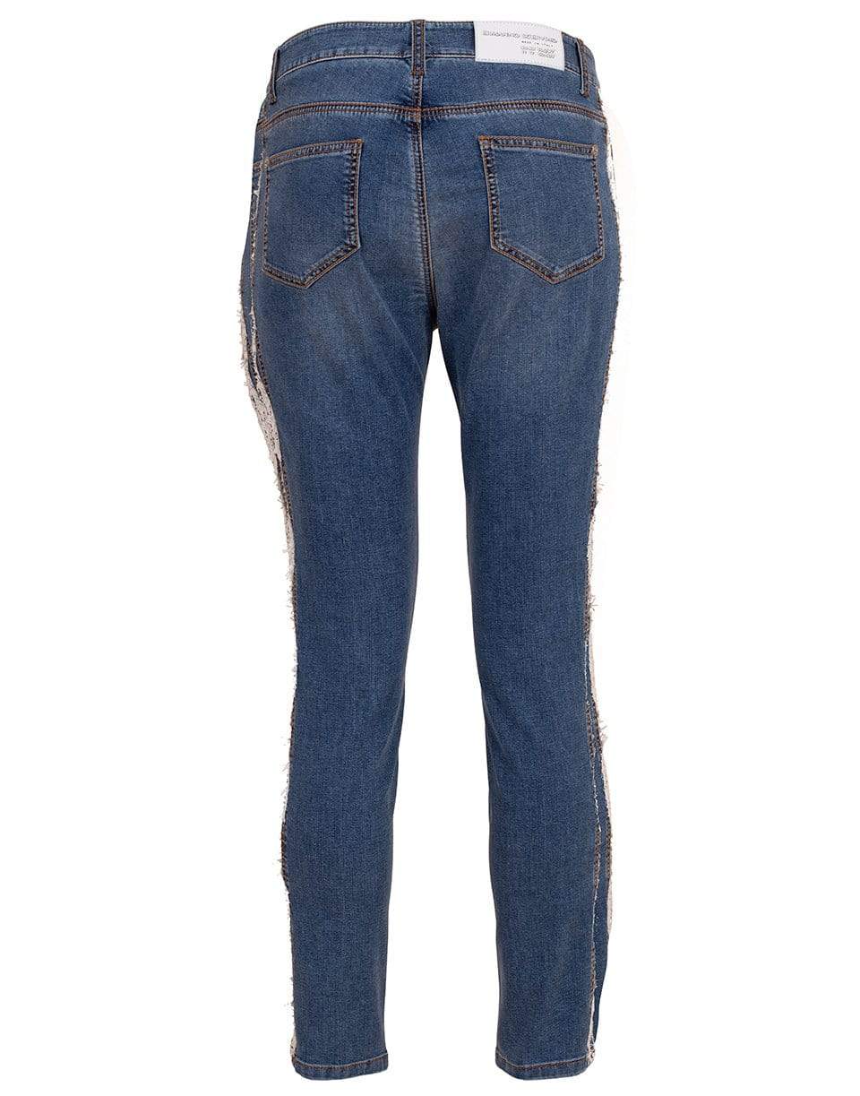 ERMANNO SCERVINO-Lace Tux Stripe Mid-Rise Jean-