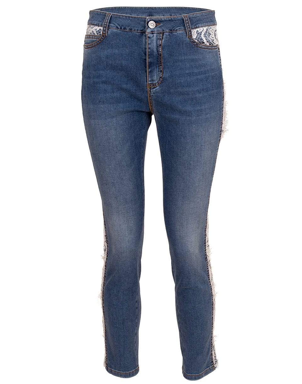 ERMANNO SCERVINO-Lace Tux Stripe Mid-Rise Jean-
