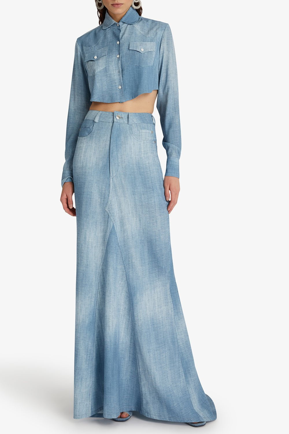 ERMANNO SCERVINO-Denim Maxi Skirt-