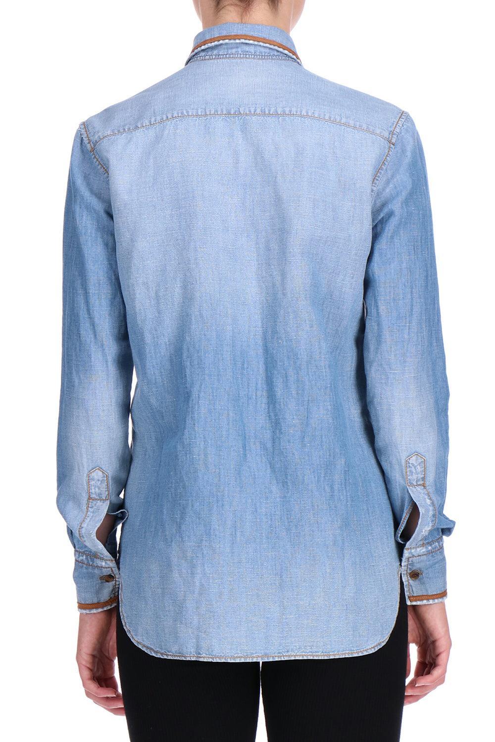 Embroidered Denim Shirt-BRT COBA-40-CLOTHINGTOPBLOUSE-ERMANNO SCERVINO