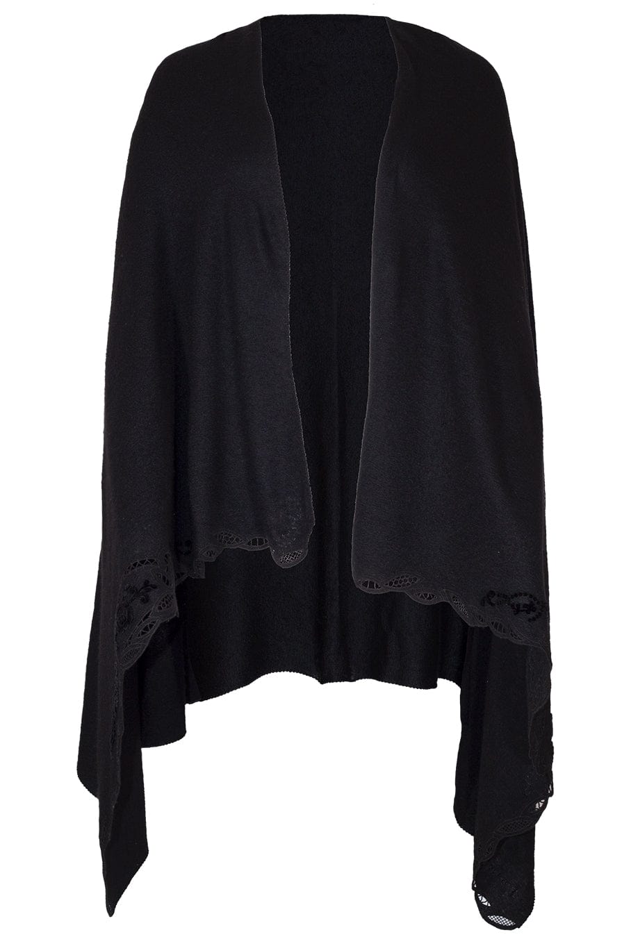 ERMANNO SCERVINO-Long Wrap With Lace Detail - Black-BLACK