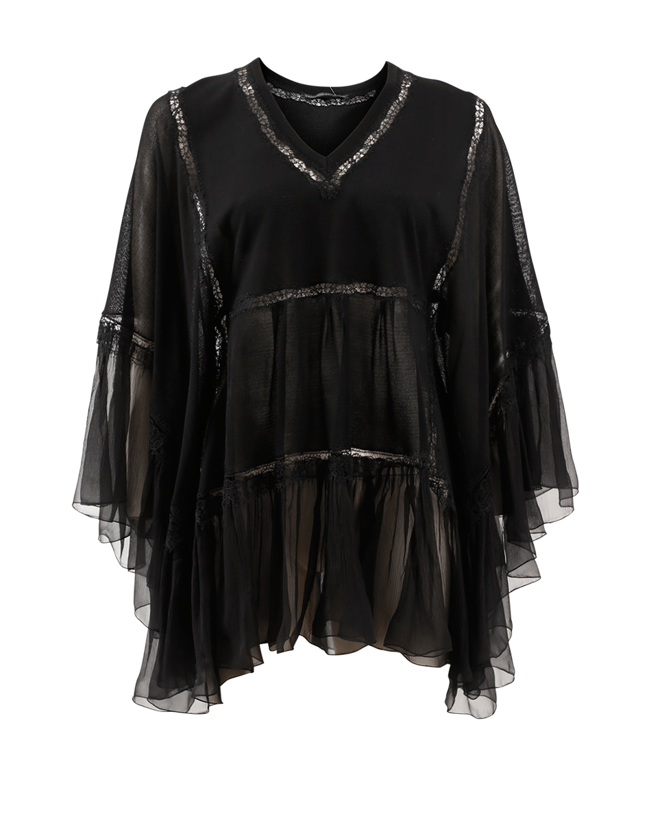 ERMANNO SCERVINO-Knit Chiffon Bottom Top-