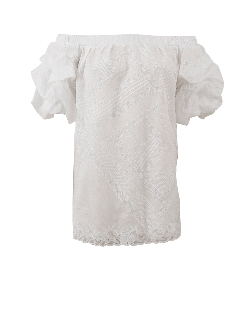 ERMANNO SCERVINO-Off Shoulder Puff Sleeve Top-