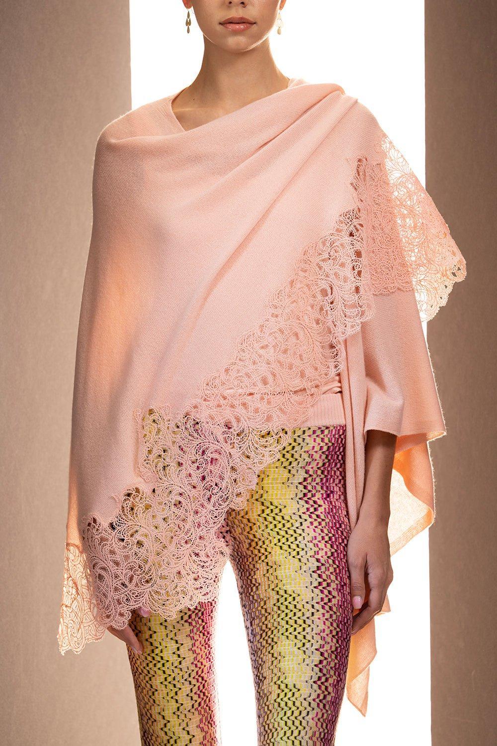 ERMANNO SCERVINO-Cashmere Shawl - Blossom Rose-BLSMROSE