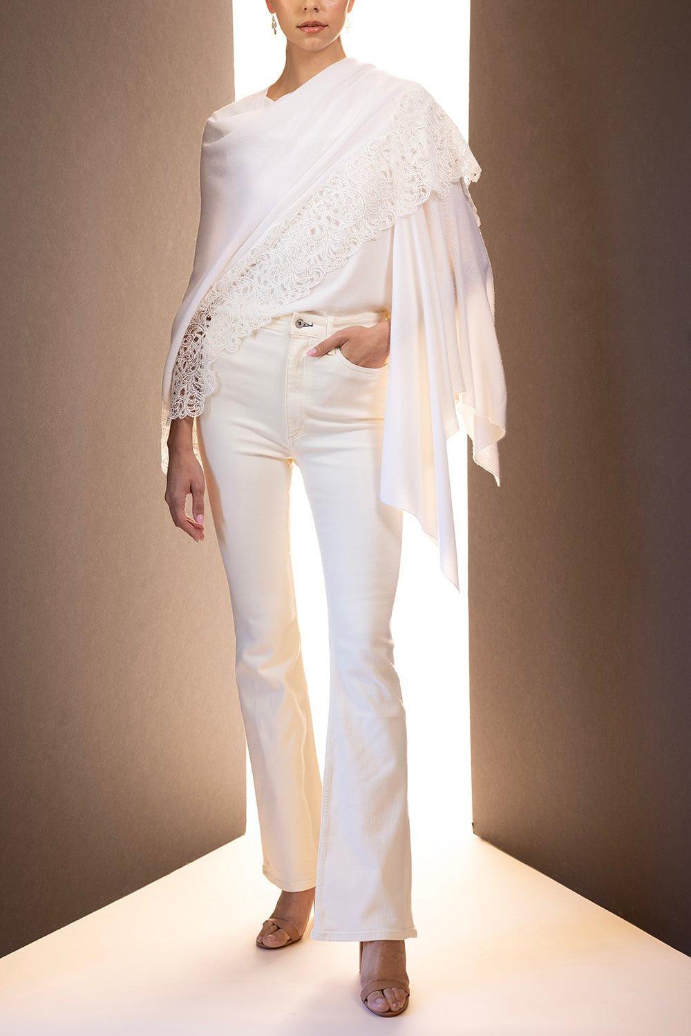 ERMANNO SCERVINO-Cashmere Shawl - Snow White-SNOWWHT