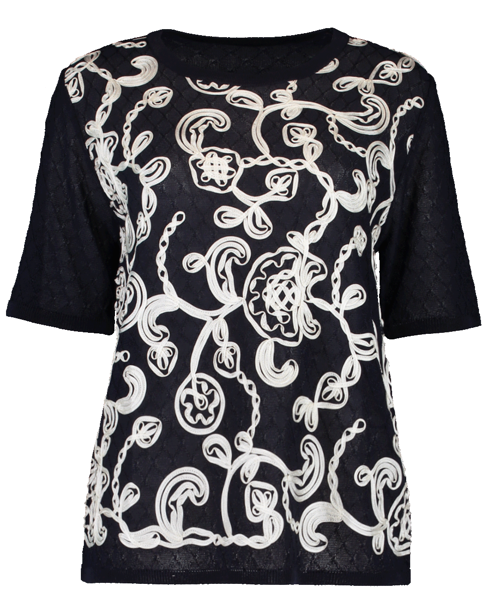 ESCADA-Ribbon Embroidered Top-
