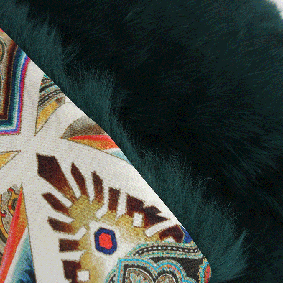 ETRO-Fur And Silk Scarf-EMERALD