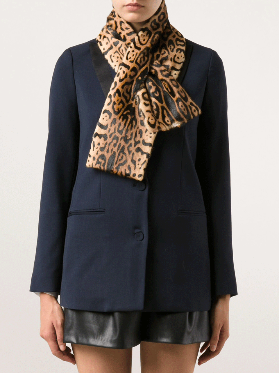 ETRO-Fur And Silk Scarf-LEOPARD