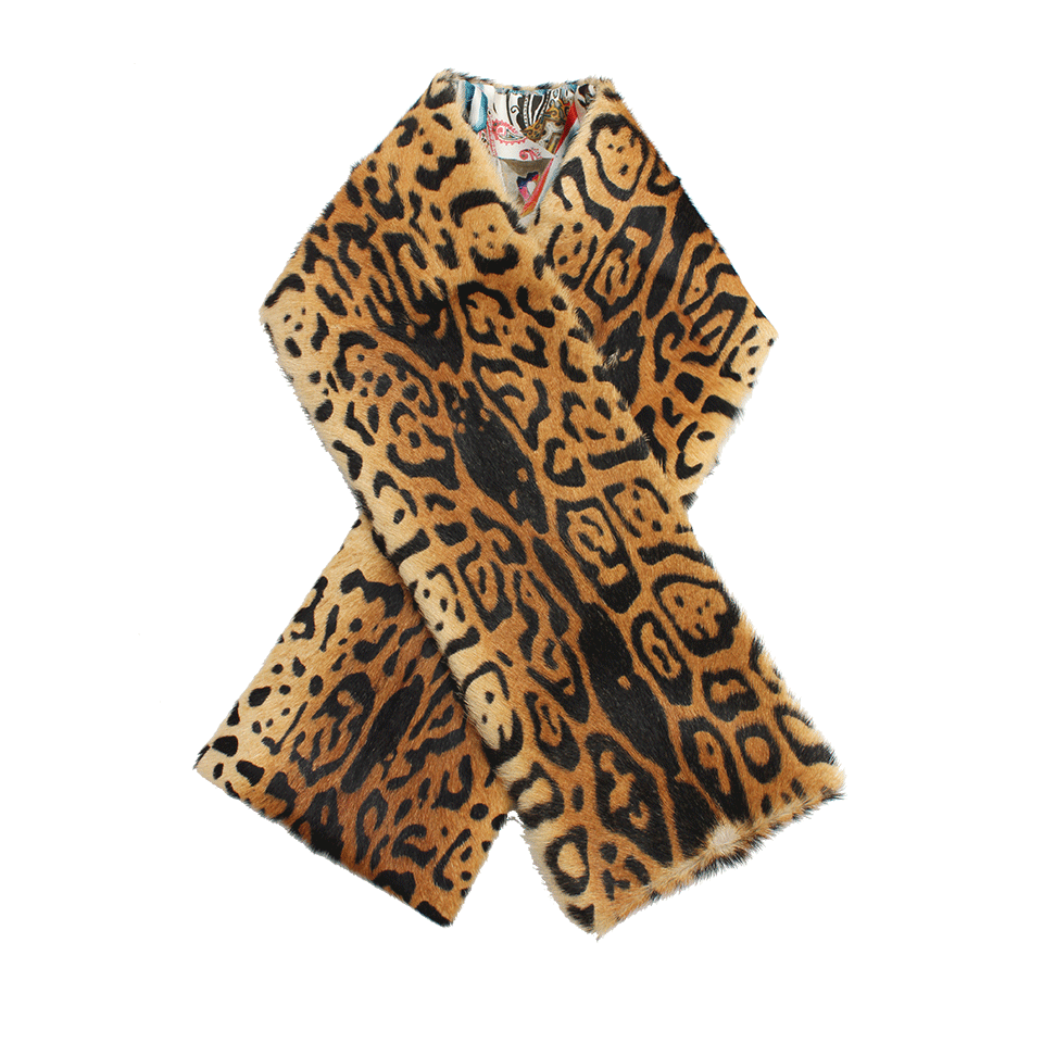 ETRO-Fur And Silk Scarf-LEOPARD