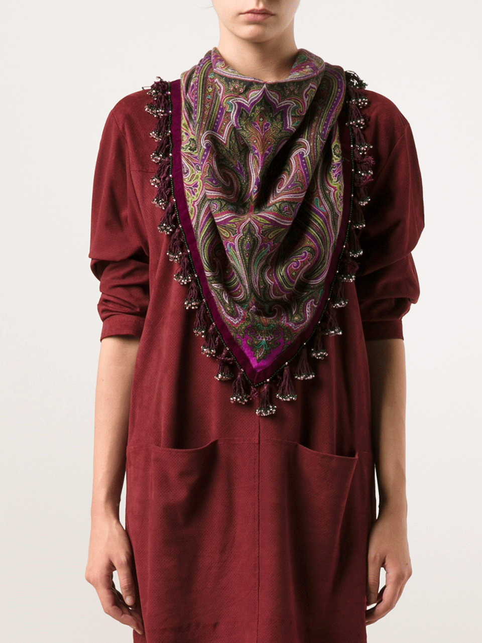 ETRO-Fringe Neck Scarf-PURPLE