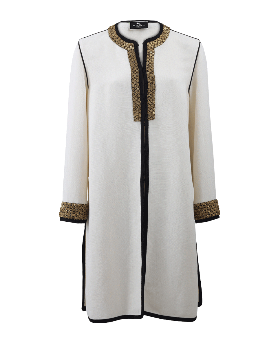 ETRO-Piped Embellished Coat-IVRY/BLK
