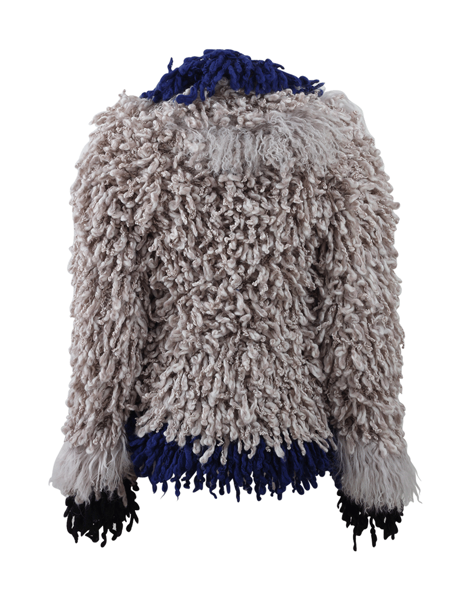 ETRO-Knotted Wool Mongolian Fur Coat-IVRY/BLU