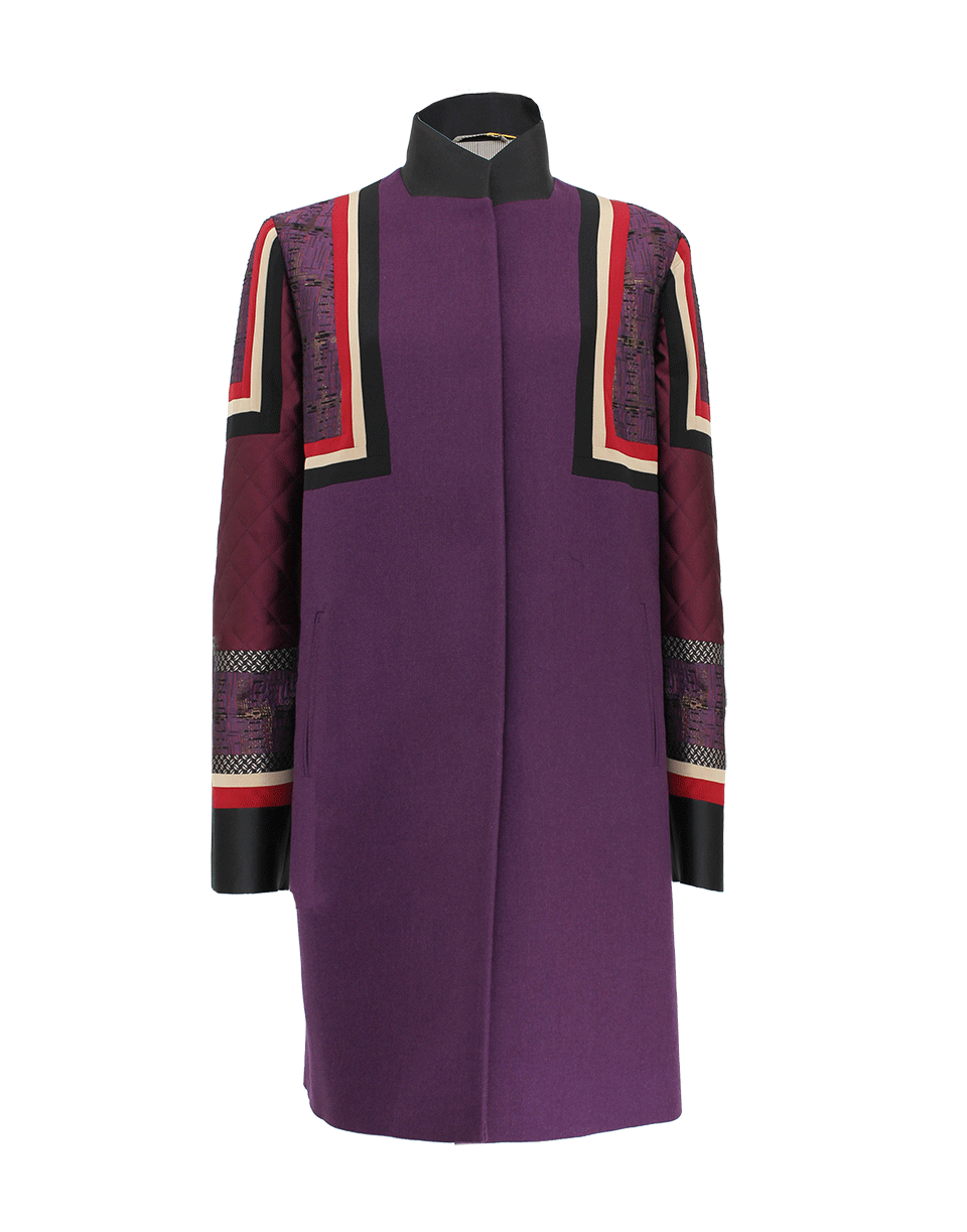 ETRO-Snap Geo Print Wool Coat-PURPLE