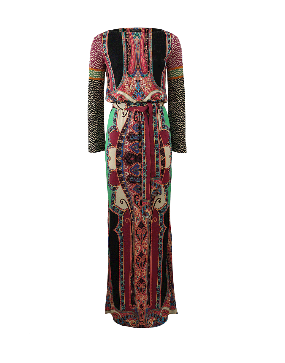 ETRO-Belted Maxi Dress-MULTI
