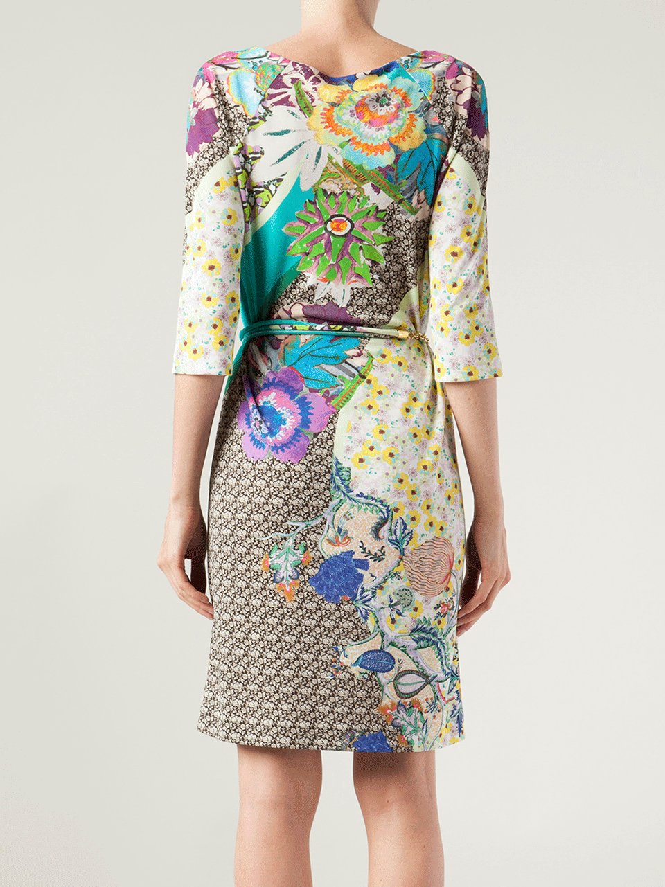 ETRO-Quarter Sleeve Mix Floral Dress-