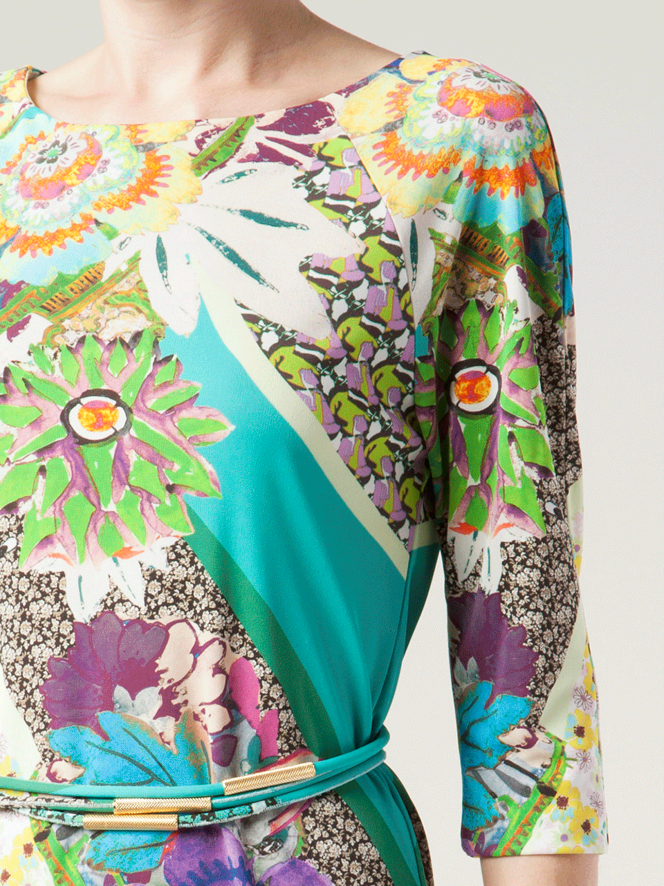 ETRO-Quarter Sleeve Mix Floral Dress-