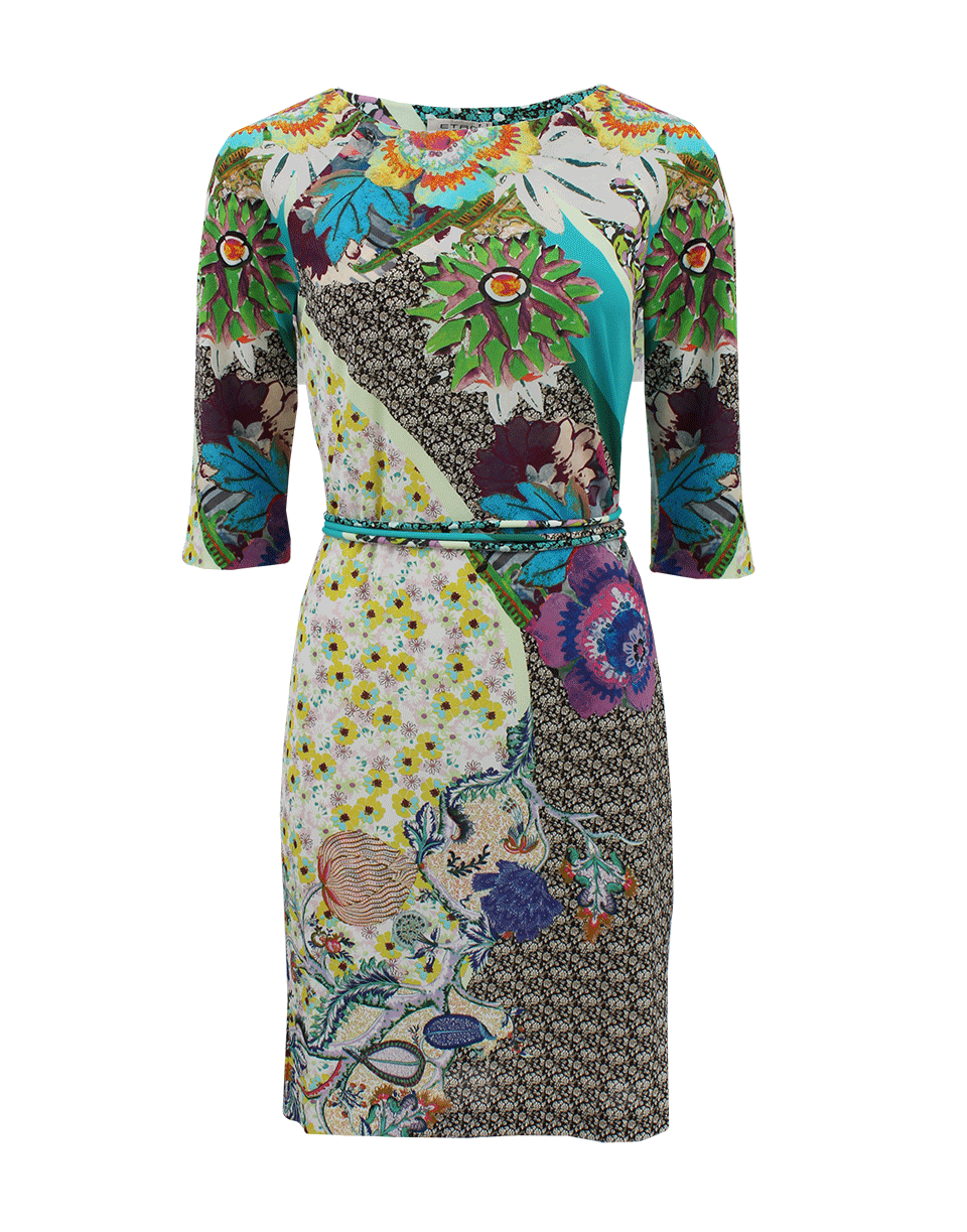ETRO-Quarter Sleeve Mix Floral Dress-