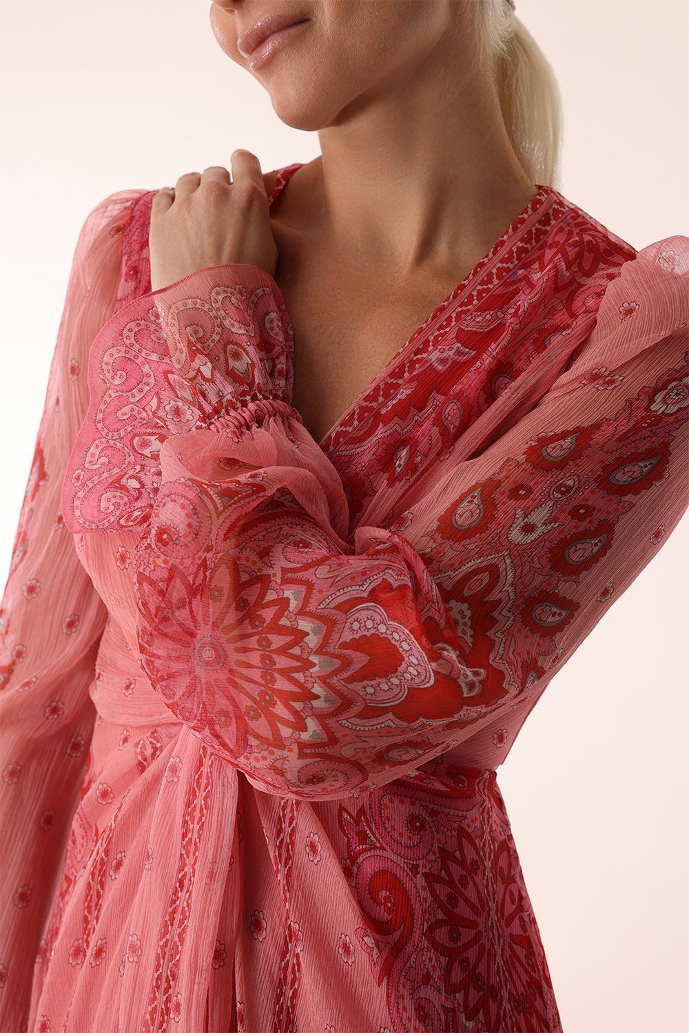 Long Sleeve VNeck Gown-PINK-40-CLOTHINGDRESSGOWN-ETRO