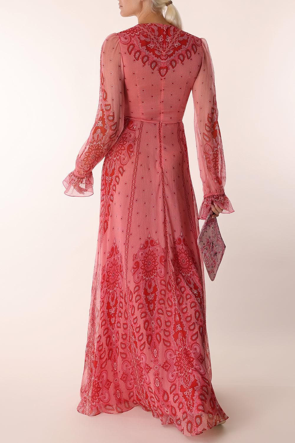 Long Sleeve VNeck Gown-PINK-40-CLOTHINGDRESSGOWN-ETRO