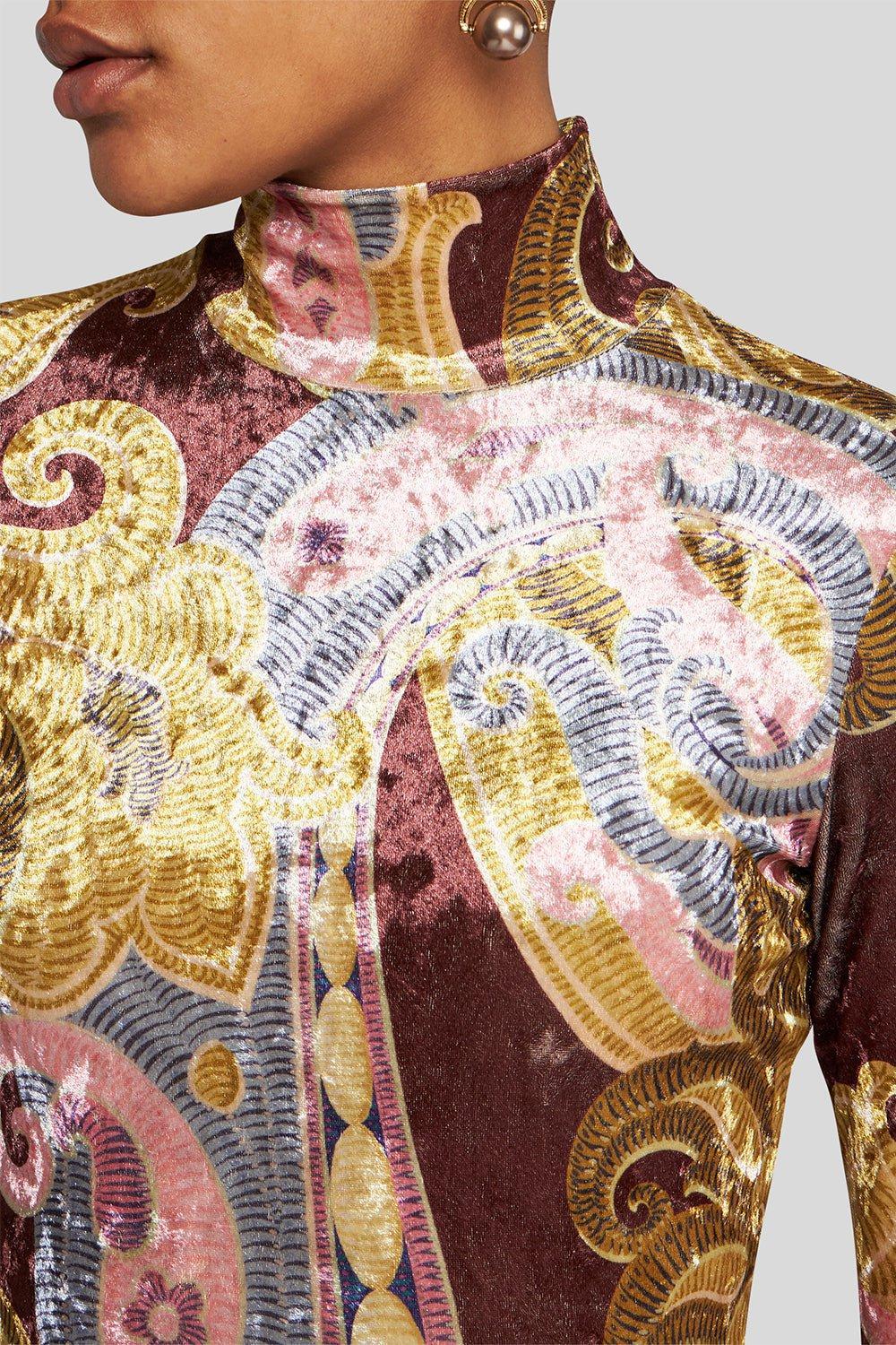 ETRO-Turtleneck Long Sleeve Gown-