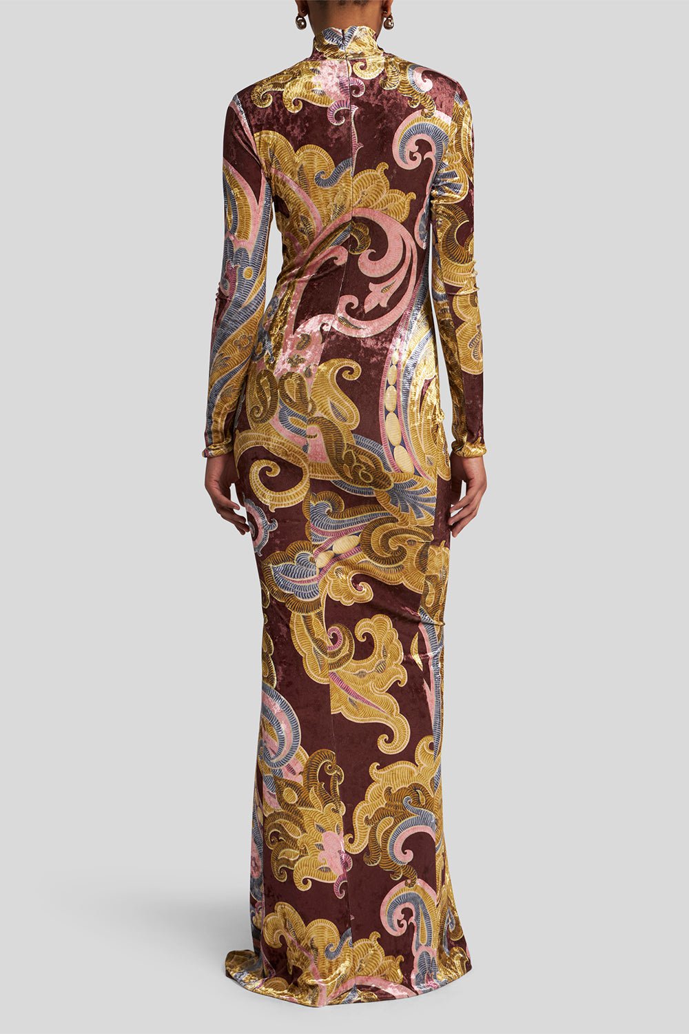 ETRO-Turtleneck Long Sleeve Gown-