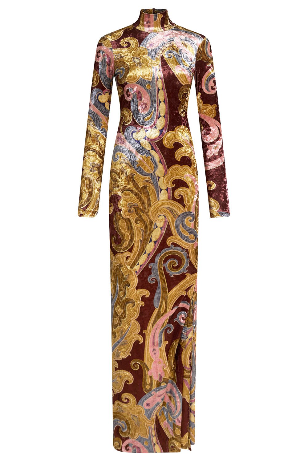 ETRO-Turtleneck Long Sleeve Gown-