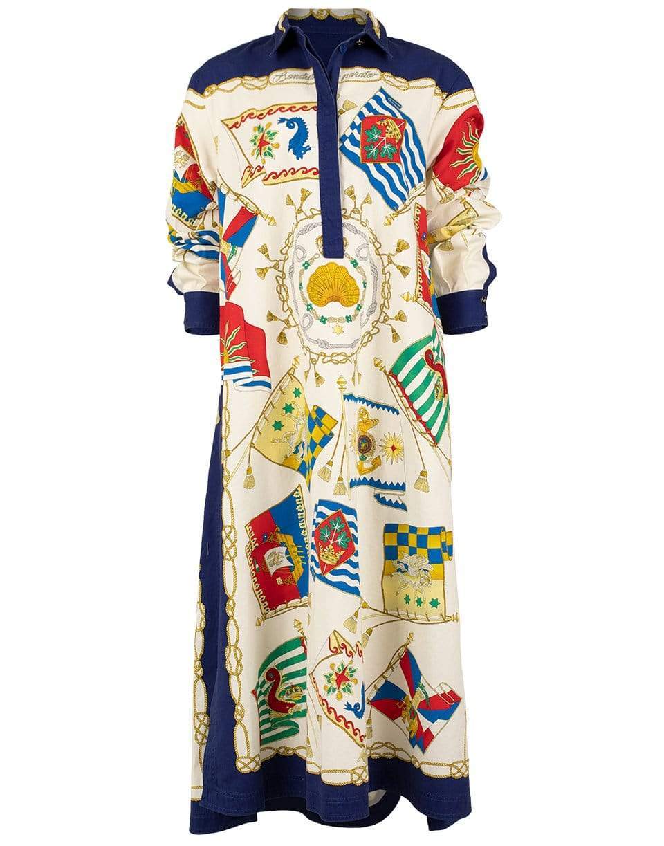 ETRO-Printed Long Sleeve Button Down Midi Dress-