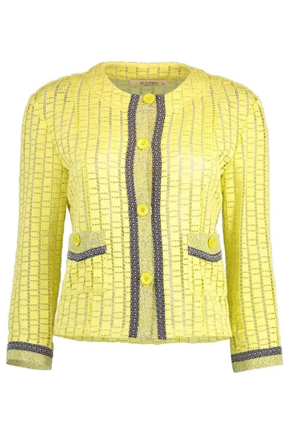 ETRO-Two Pocket Ladder Lace Crop Jacket-YELLOW